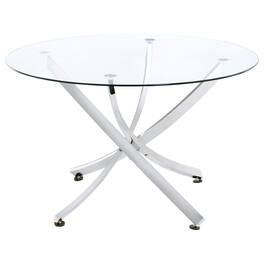 Coaster Co. of America - Beckham Round 46-inch Glass Top Dining Table Chrome - Silver