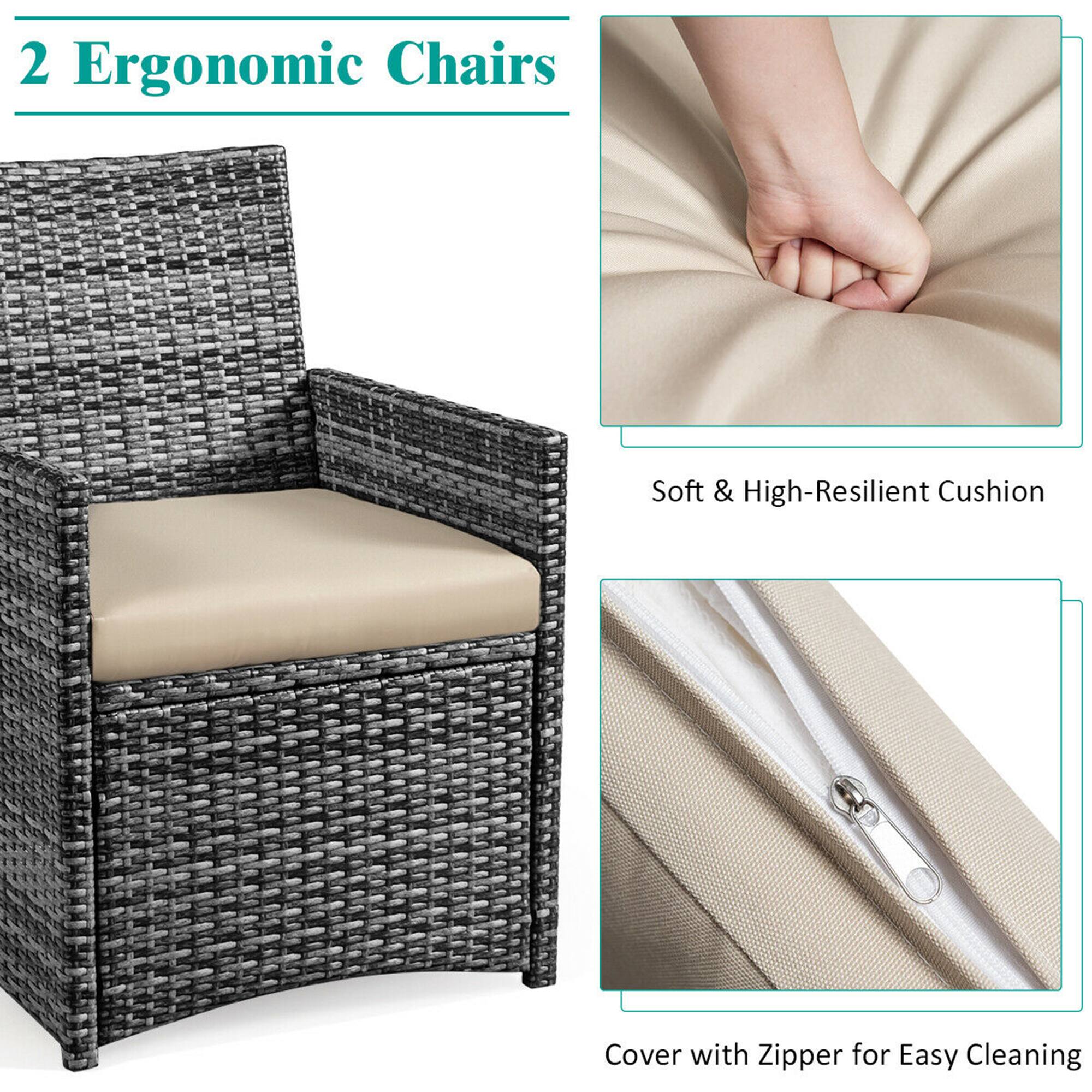 2 Ergonomic Chairs
Soft & High-Resilient Cushion
Cover with Zipper for Easy Cleaning
