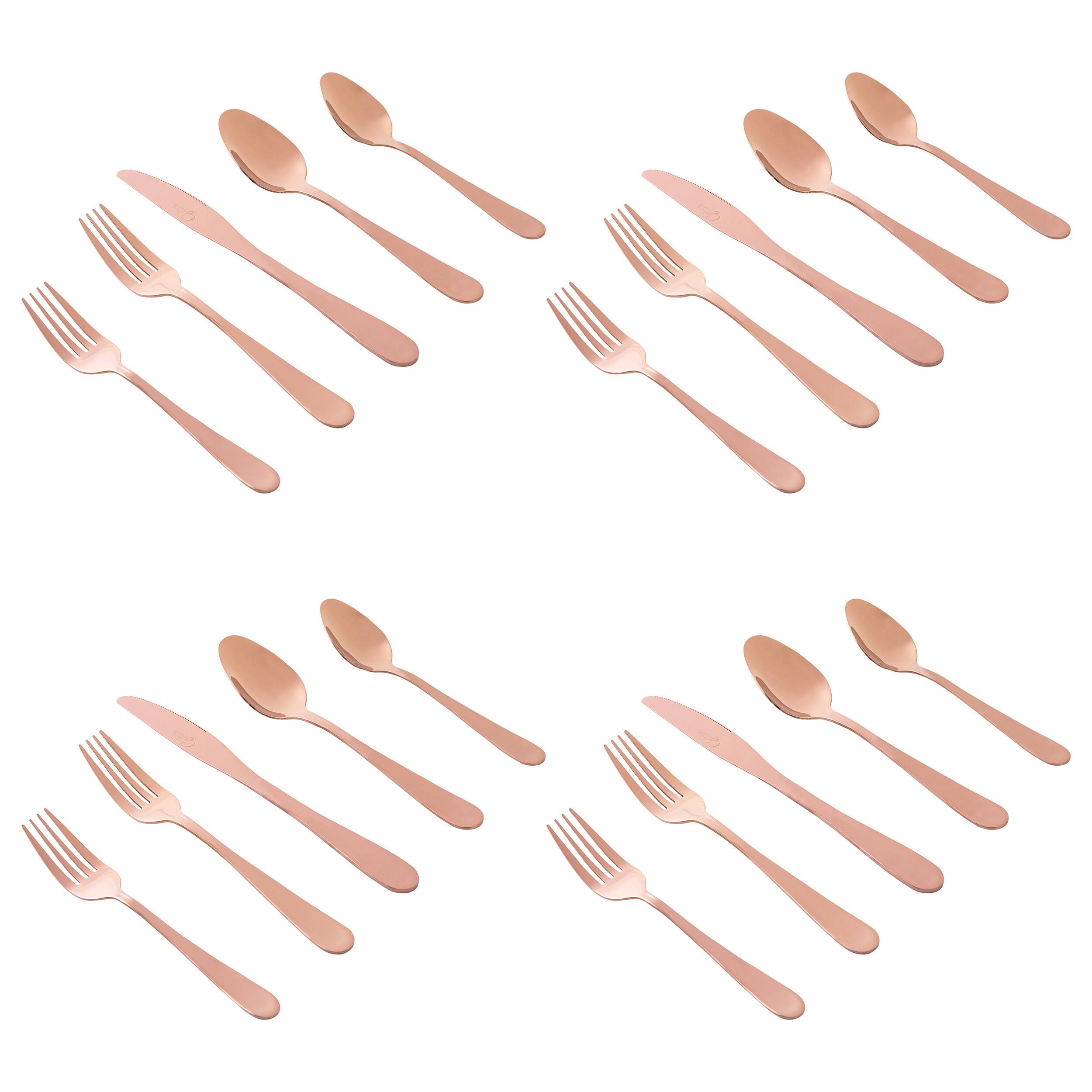 Alt View 1. Gibson - Gibson Home Stravidia 20 Piece Flatware Set in Rose Gold Stainless Steel - Rose Gold.