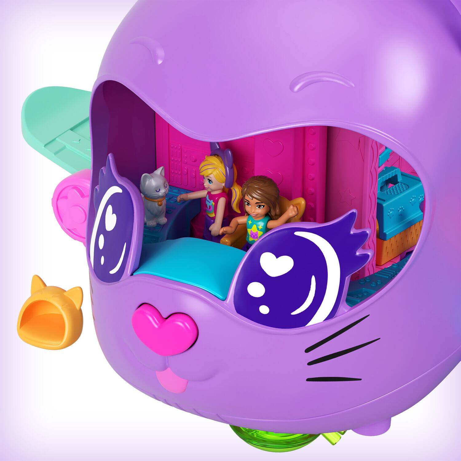 Alt View 4. Mattel - Mattel - Polly Pocket Kitty Airways Airplane Playset with 2 Micro Dolls and Pet   - Collectibles - Multicolor.