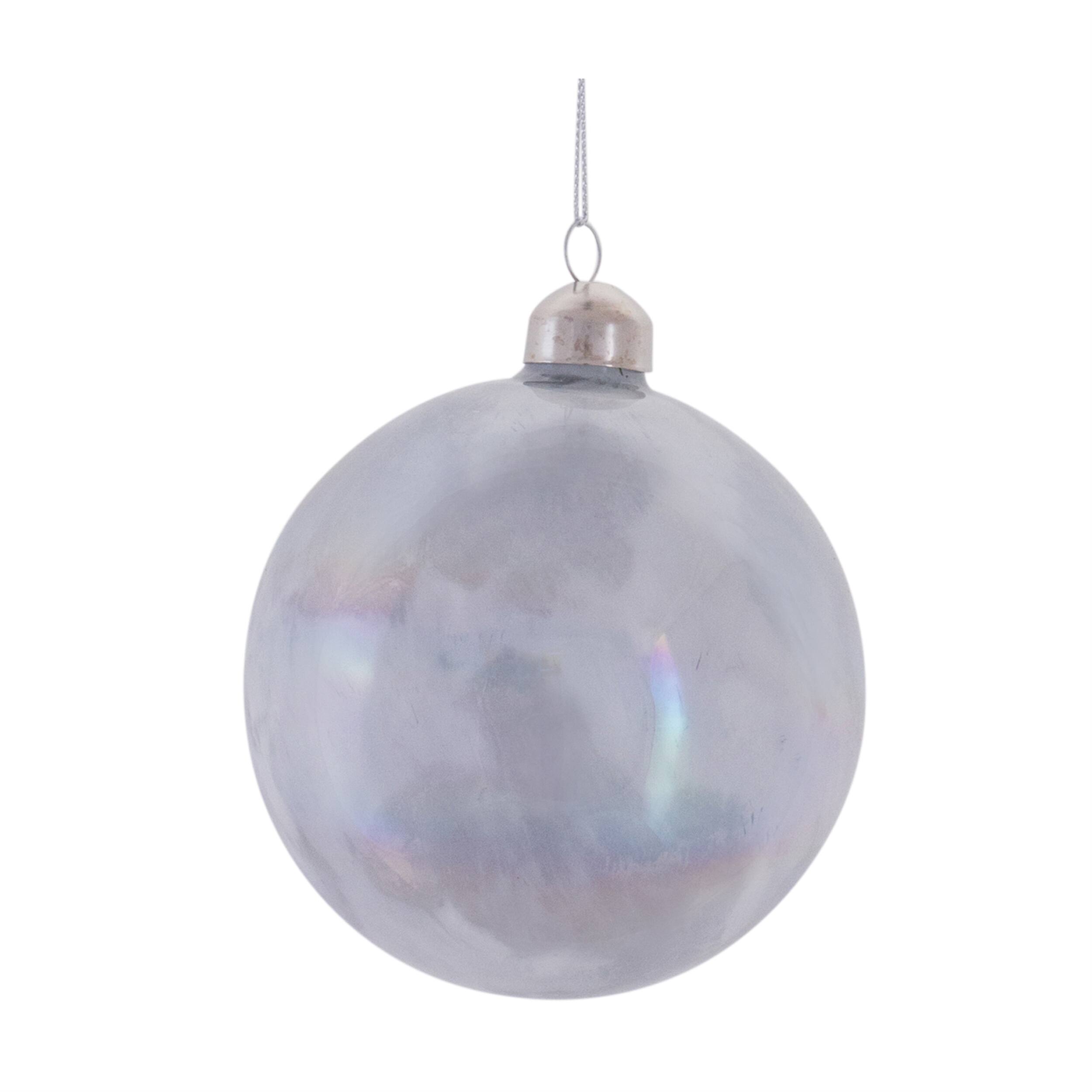 Left. BreeBe - Irredescent Glass Ball Ornament (Set of 6) - Cream.