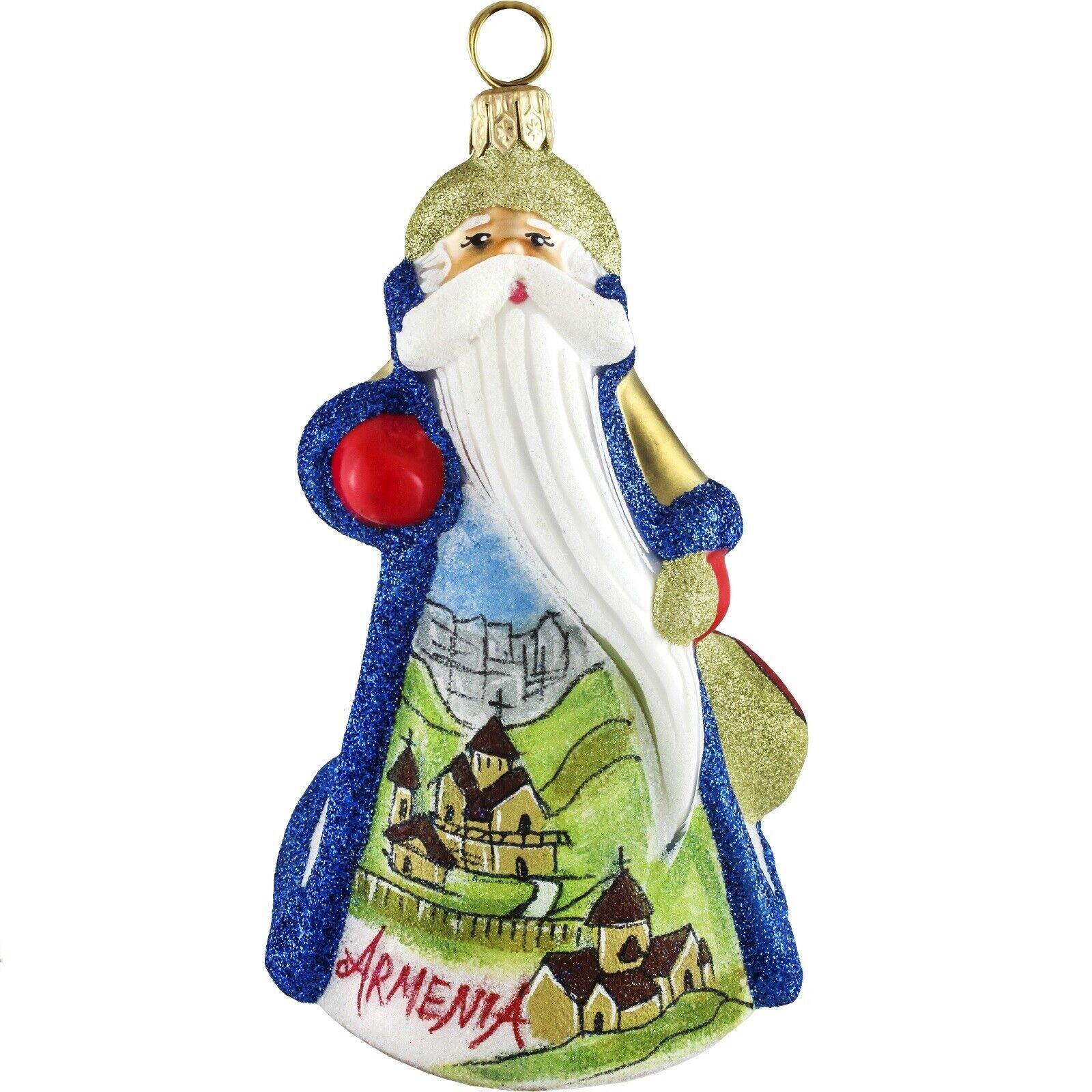 Joy to the World Collectibles - Joy to the World Glitterazzi Armenian Santa Polish Glass Christmas Ornament - Multicolor