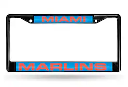 Rico Industries - Miami Marlins Black Metal License Plate Frame Holder - Multi