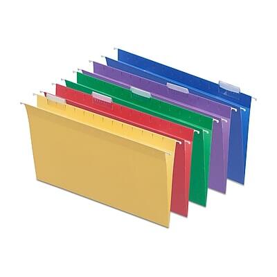 Staples - Heavy Duty Hanging File Folders, 1/5-Cut Tab, Legal Size, 25/Box (345001) - Assorted Colors