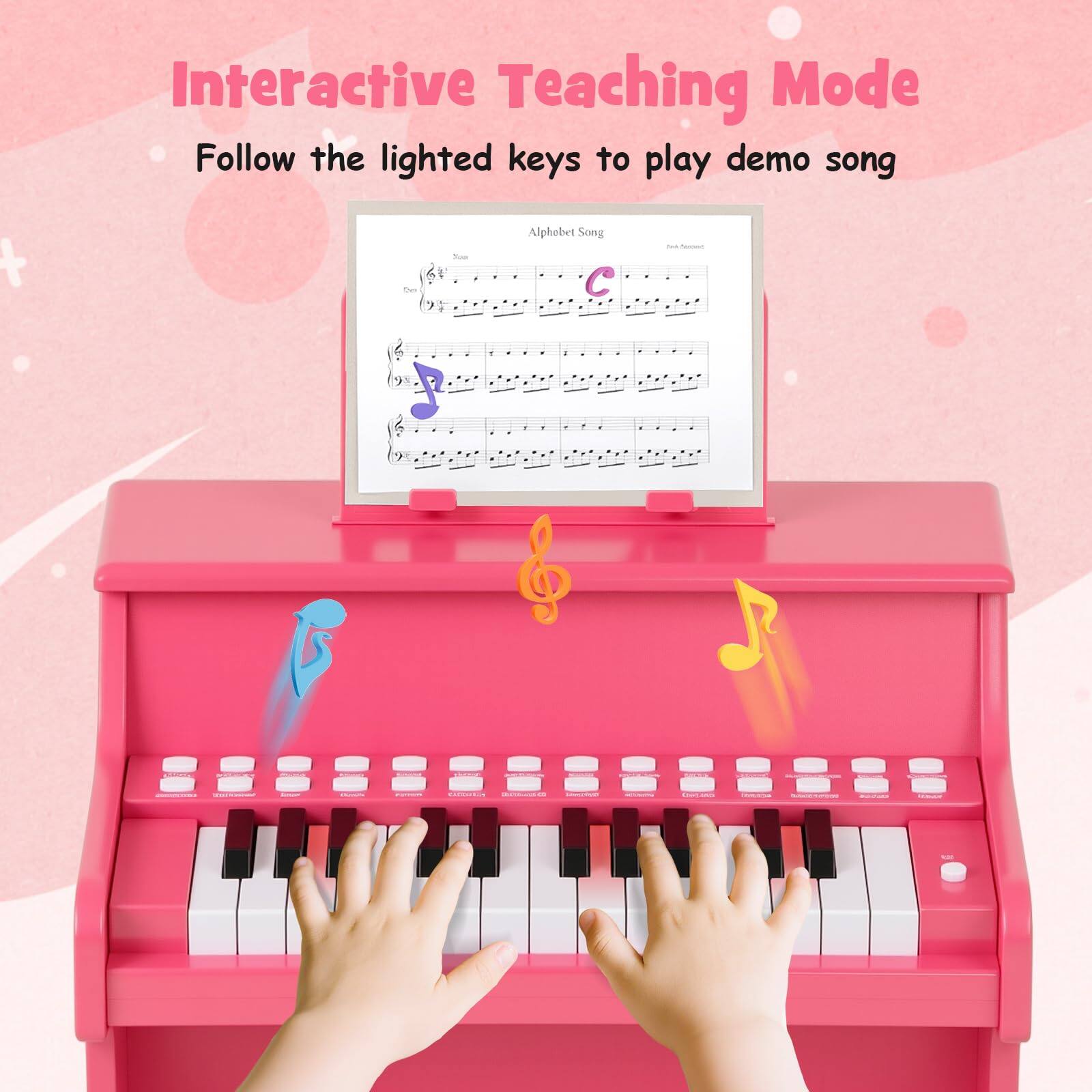Interactive Teaching Mode  
Follow the lighted keys to play demo song  
- Alphabet Song