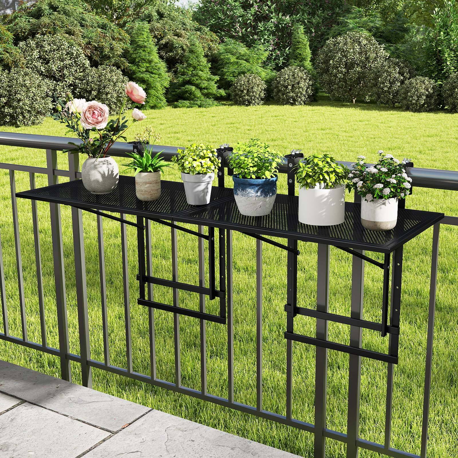 Alt View 4. Gymax - Gymax 2PCS 48'' Connectable Metal Folding Hanging Bar Table w/5-Level Adjustable Height - Black.