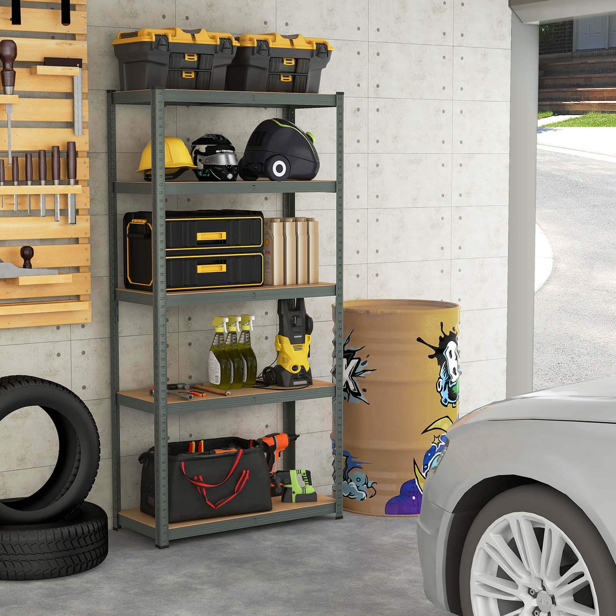 Alt View 1. Costway - Costway 2 PCS 5 Tier Adjustable Garage Shelving Unit with 2000 lbs Max Load for Warehouse - Grey.