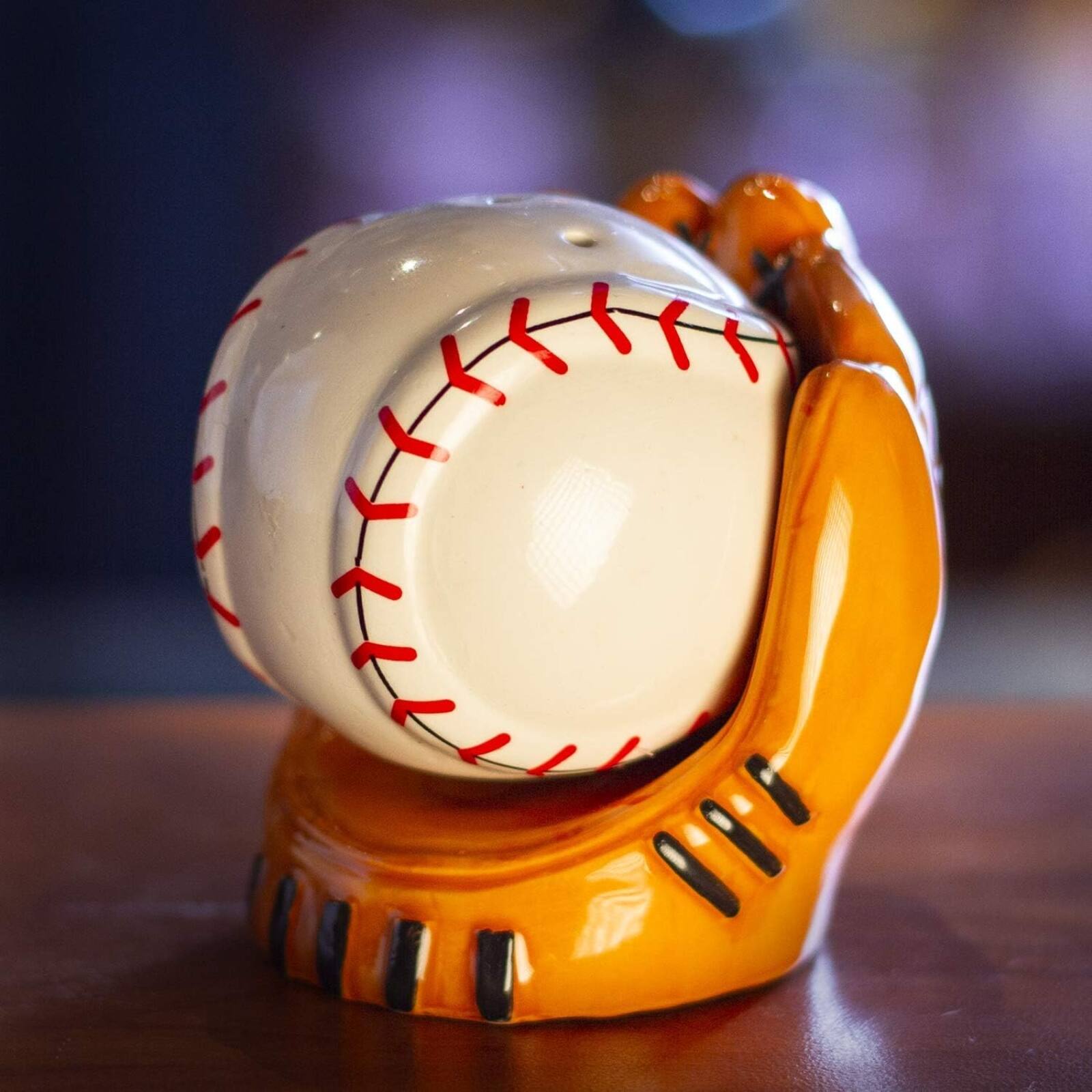Alt View 3. Pacific Trading - Baseball Caught in a Mitt You're Out Ceramic Salt and Pepper Shakers Set - Multicolor.