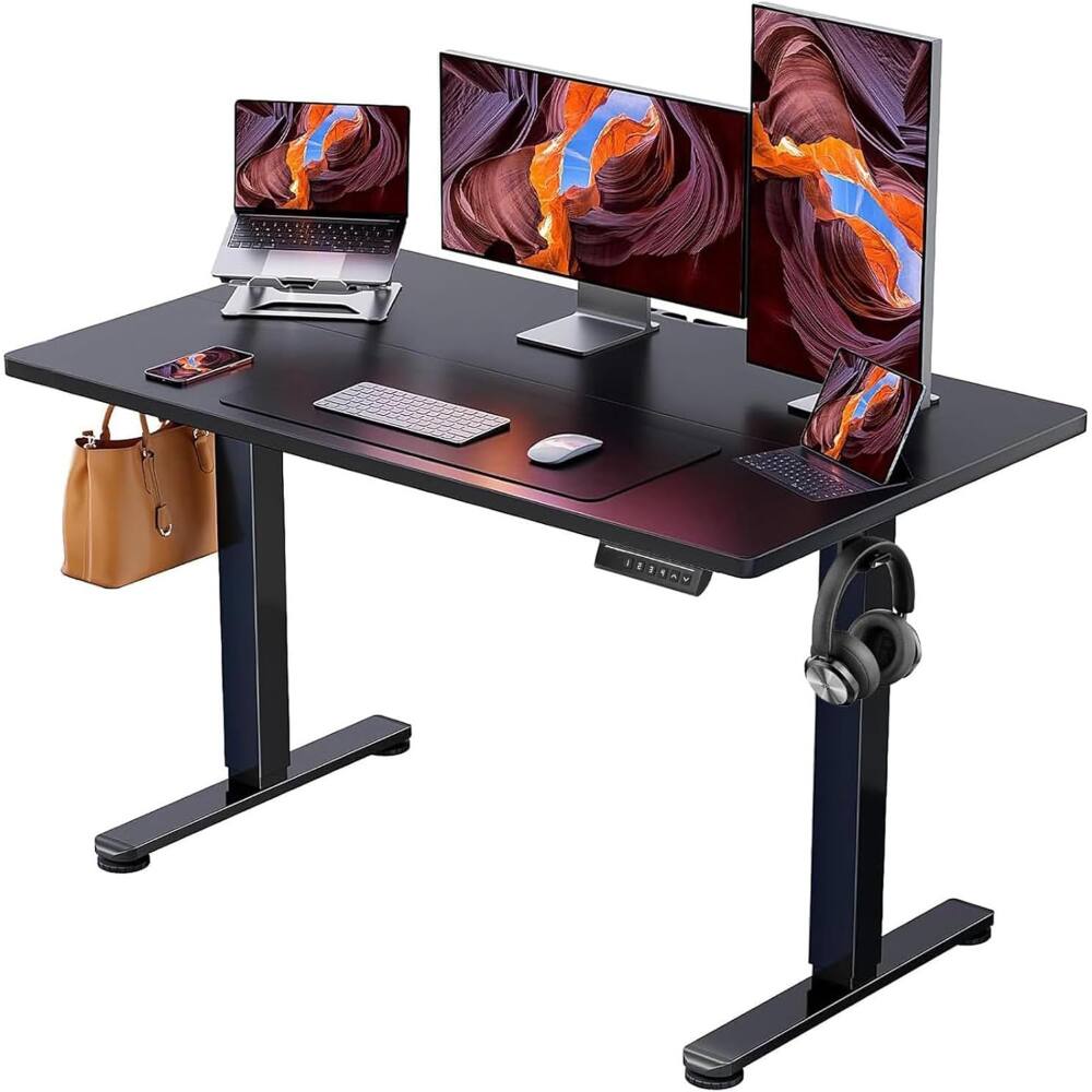 Front. ZUQIETA - ZUQIETA Electric Standing Desk with Memory - 47.2"x23.6" Two-Piece Adjustable Sit-Stand Desktop - Black.