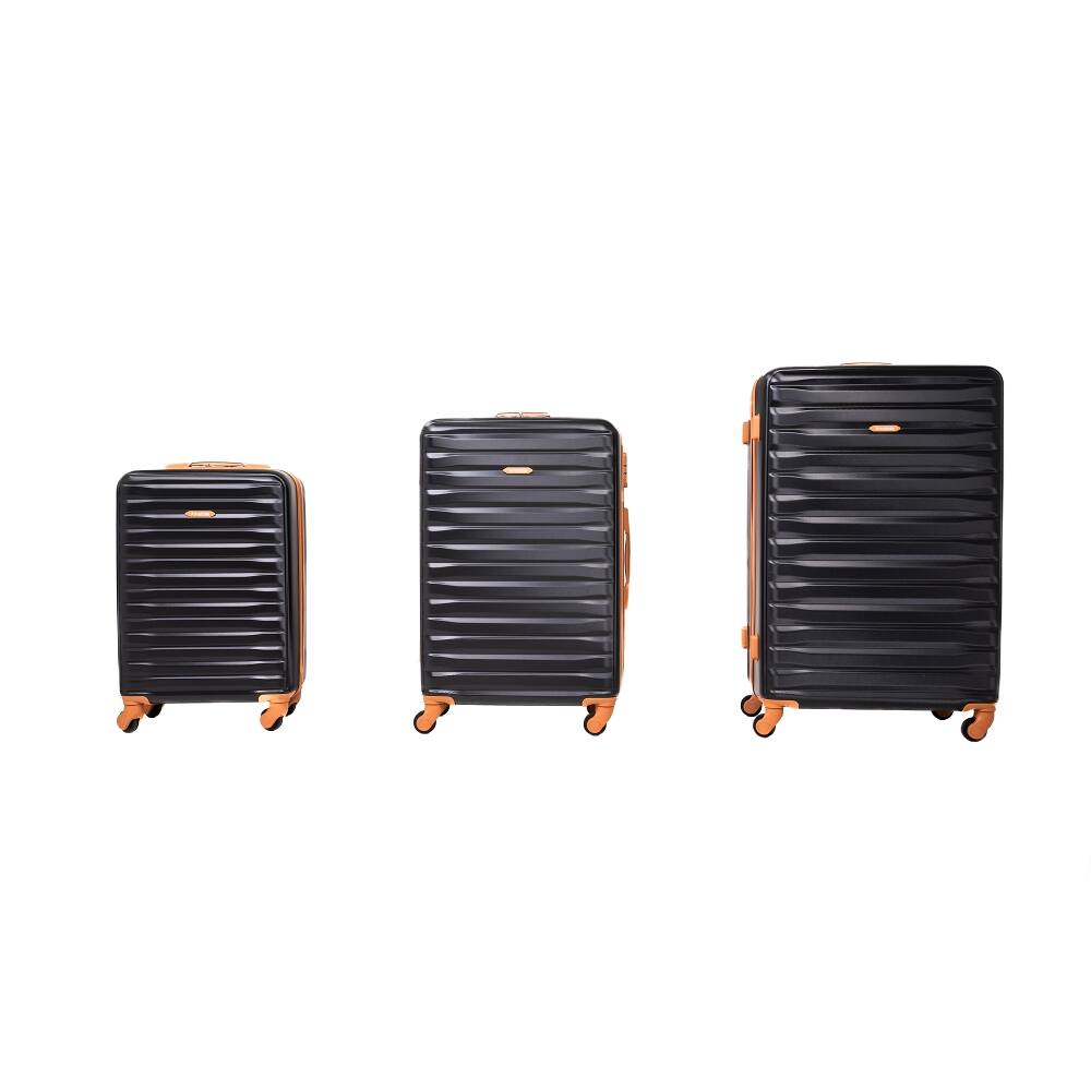 Angle. Ropilly - Ropilly 8 Piece Hard Shell Luggage Set ABS+PC Black Spinner Suitcase Set with TSA Lock - Black.