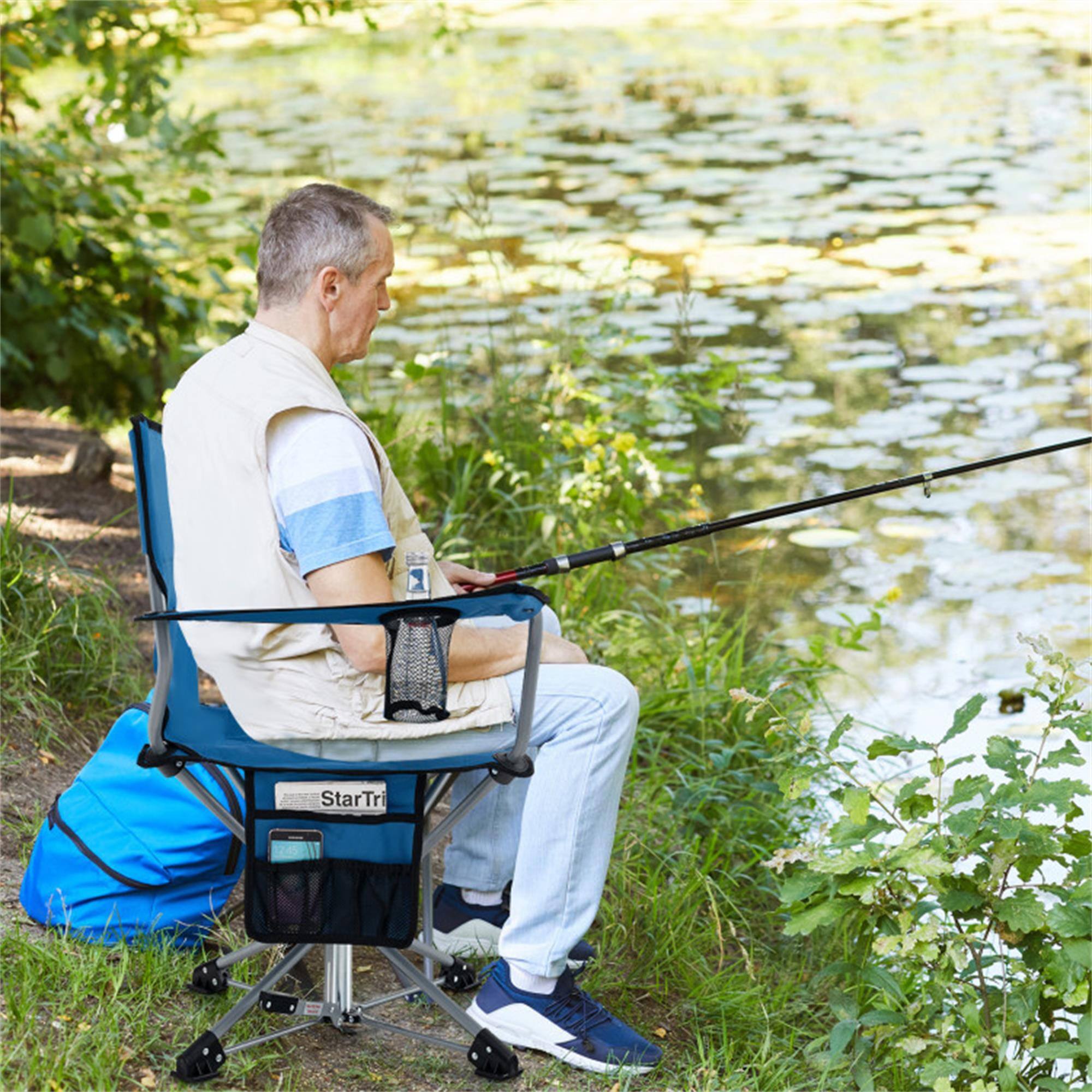 Alt View 2. Boyel Living - Blue 360-Degree Swivel Hunting Chair 35.0-in L x 32.0-in W x 21.0-in H with Cup Holders - Blue.