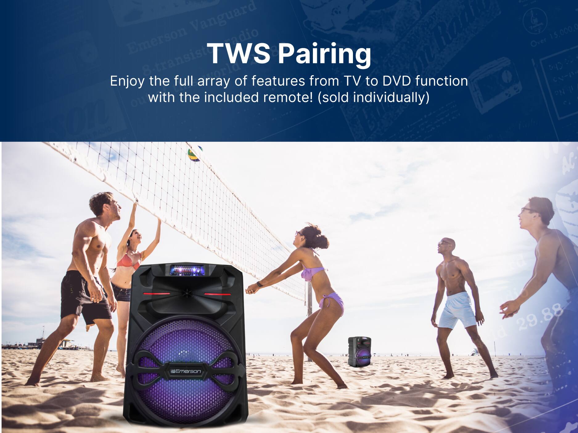 TWS Pairing, Enjoy the full array of features from TV to DVD function with the included remote! (sold individually), Vanguard Ratto Emerson radio transist 8-transistor, Over 15,000,000, 29.88
