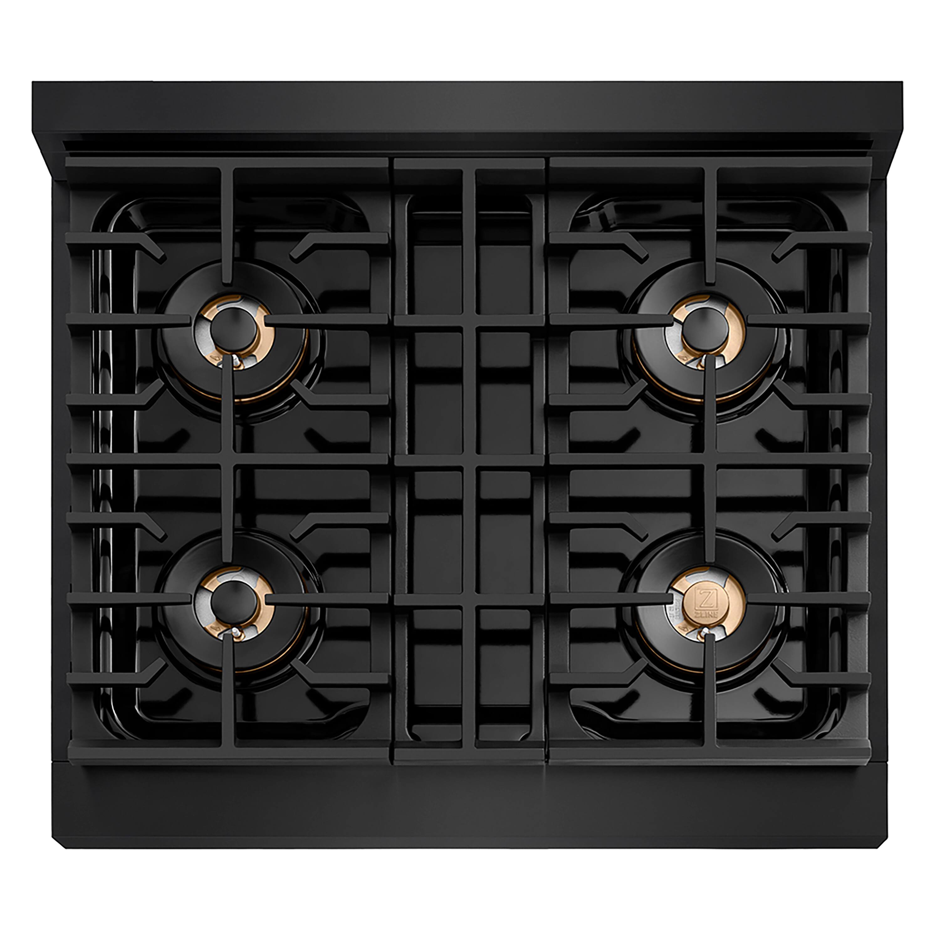 Alt View 9. ZLINE - Autograph 30 in. 4.2 cu. ft. Paramount Dual Fuel Freestanding Range w/ DuoPro Cooktop in Black Steel & Gold Accents - Black Stainless Steel.