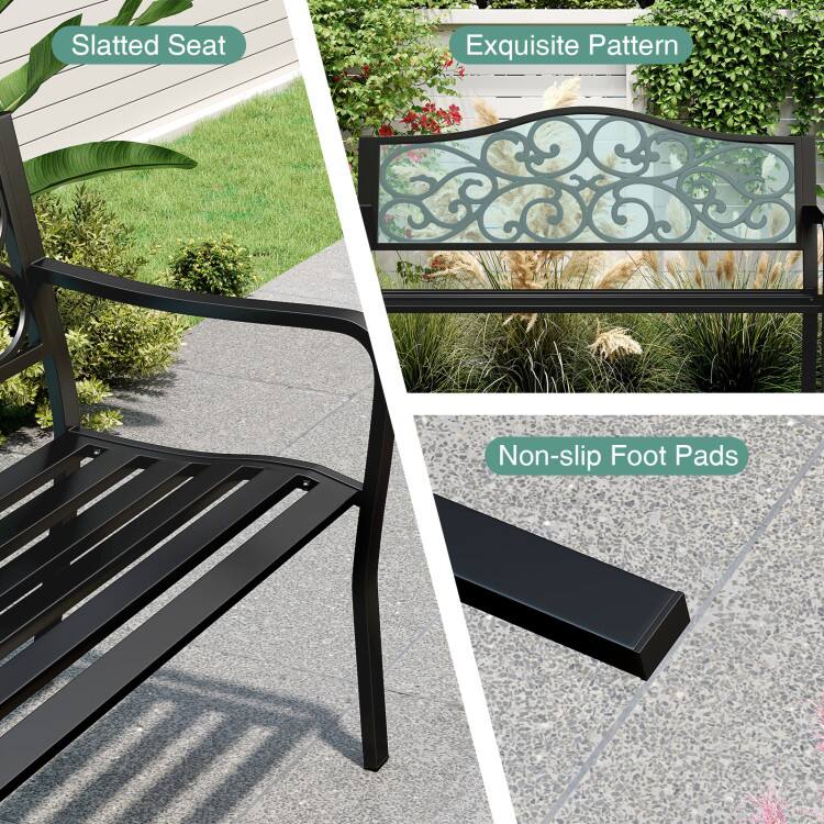 Slatted Seat  
Exquisite Pattern  
Non-slip Foot Pads