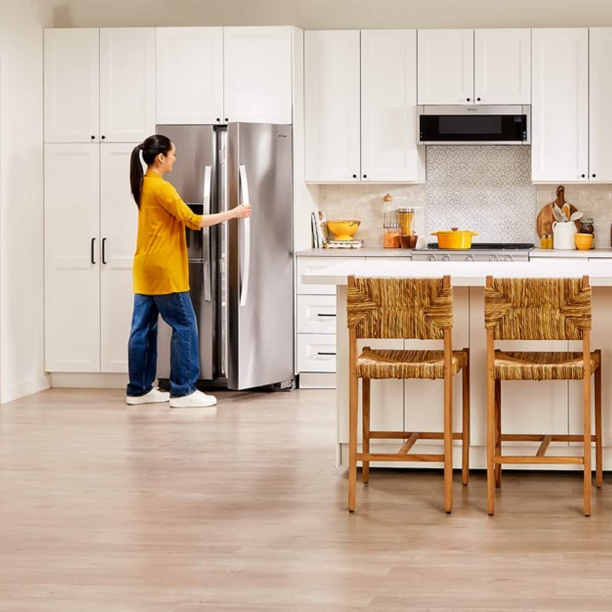 Alt View 8. Whirlpool - 21 Cu. Ft. Side-by-Side Refrigerator with LED Interior Lighting - Fingerprint Resistant Stainless Finish.