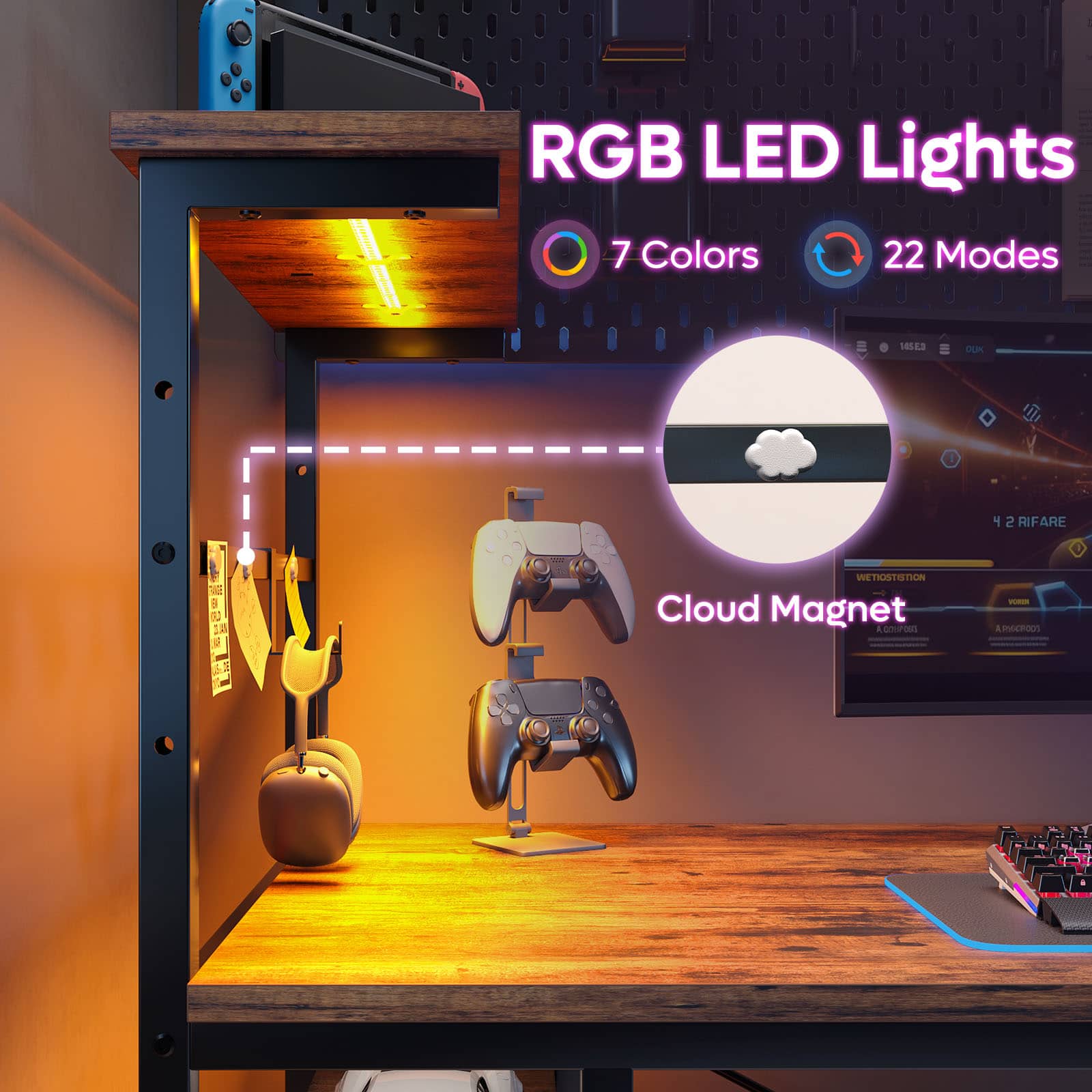 RGB LED Lights: 7 Colors, 22 Modes, 14583 DUK 1 1 2 RIFARE a T a u La d - WETIISTITION Cloud Magnet