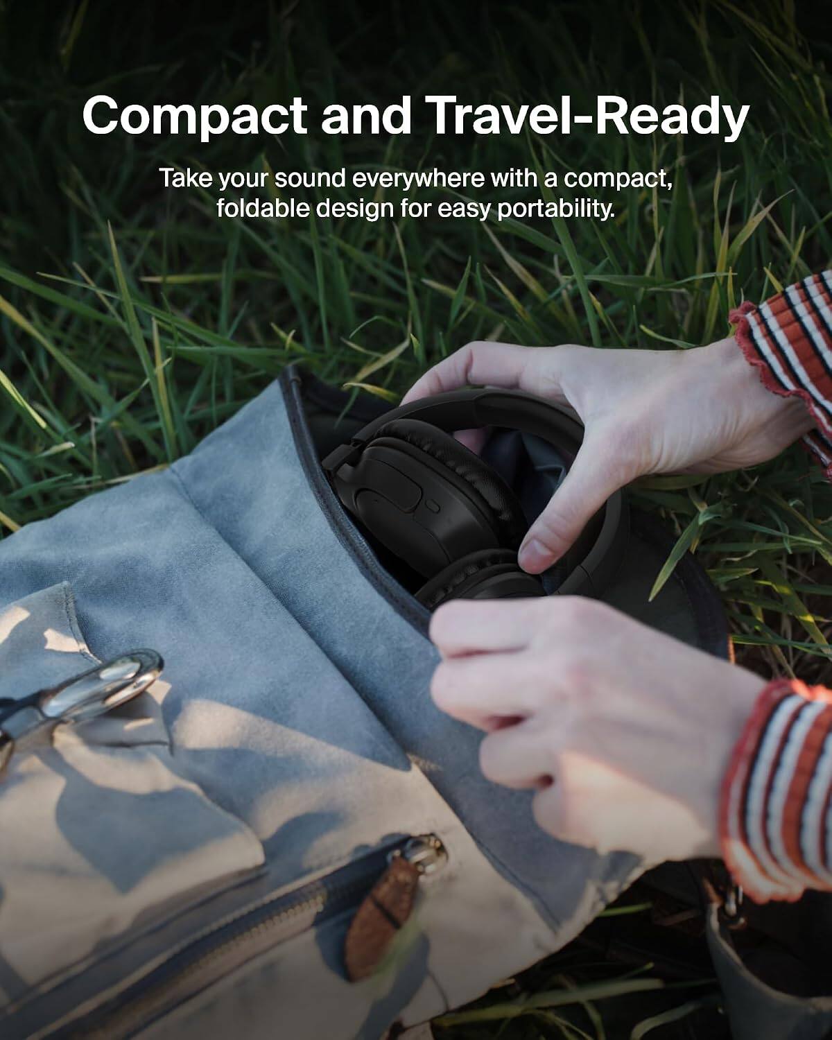 Compact and Travel-Ready  
Take your sound everywhere with a compact, foldable design for easy portability.