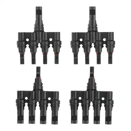 Front. Unique Bargains - Two Pair T-Shaped Branch Connector 1 to 4 Male/Female for Solar Panel Parallel Connection - Black.
