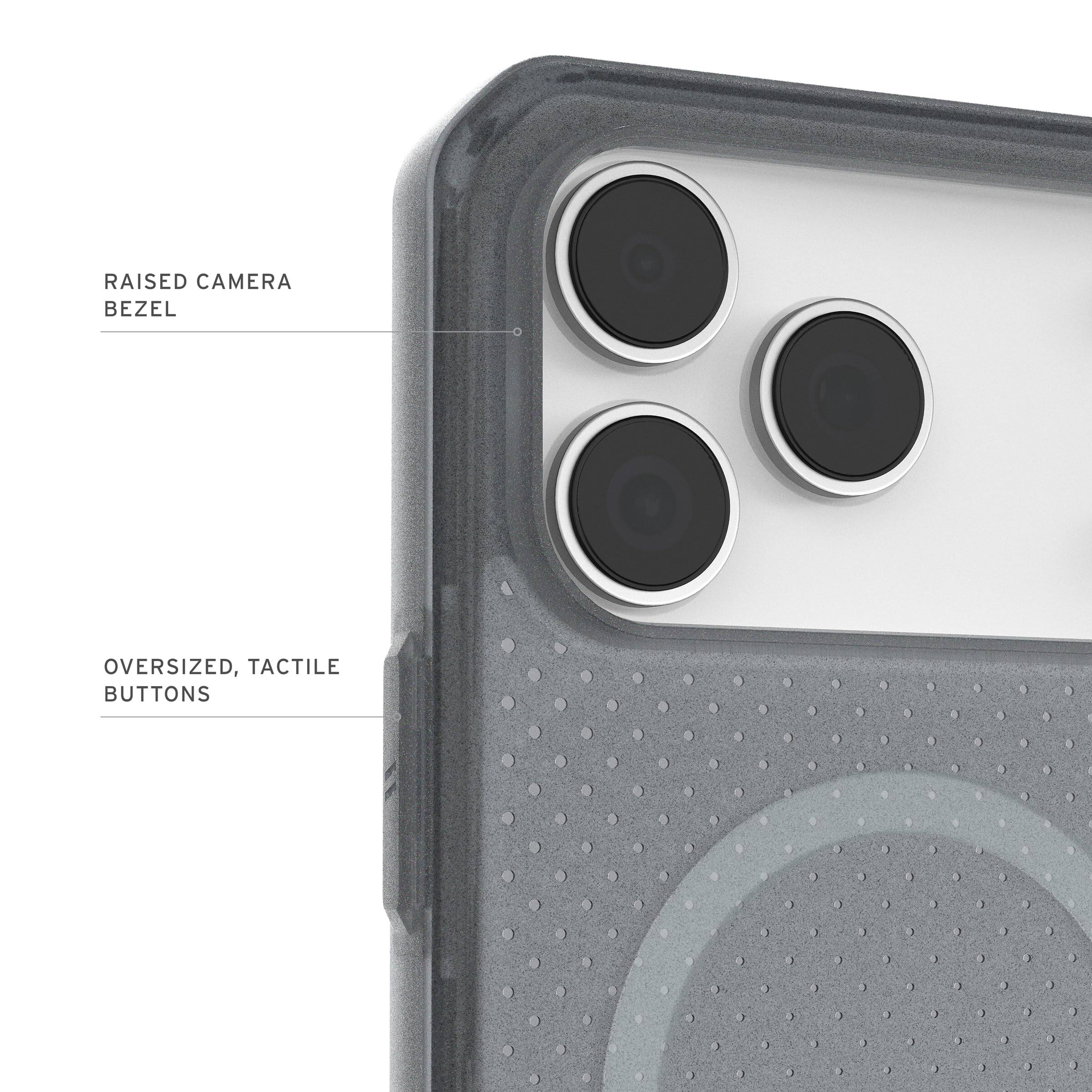 RAISED CAMERA BEZEL  
OVERSIZED, TACTILE BUTTONS
