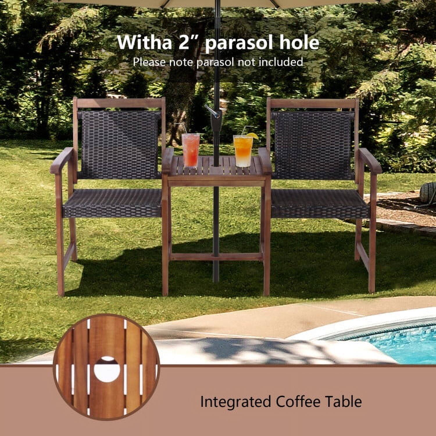 With a 2" parasol hole  
Please note parasol not included  

Integrated Coffee Table
