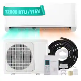 DEMULLER - 12000 BTU Split Air Conditioner & Heater 1 Ton Pre-Charged Heat Pump, 115V Wall Mount AC Unit with Remote Control - White