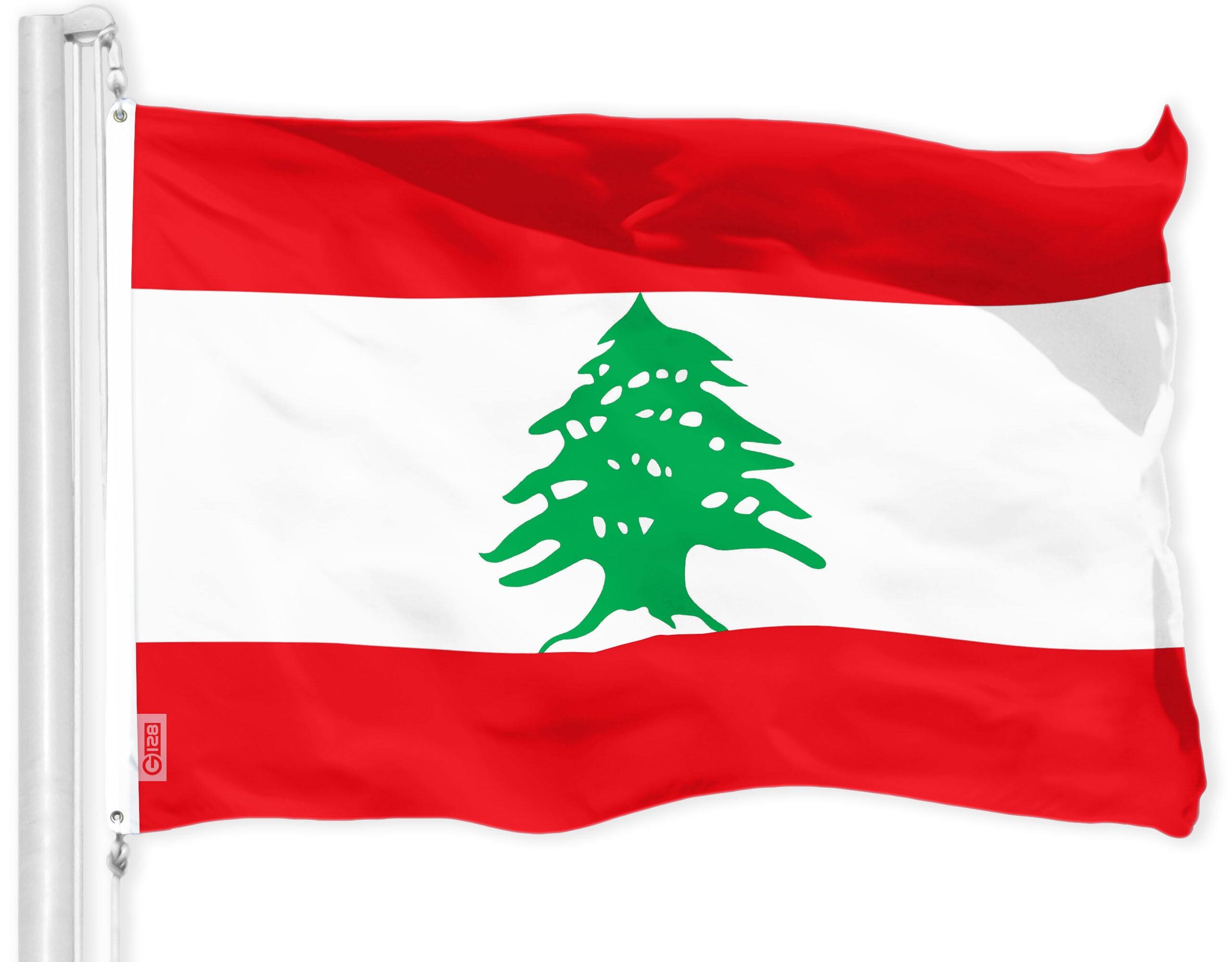 G128 - Lebanon Flag 3x5 ft - 150D Polyester with Brass Grommets - Assorted Colors
