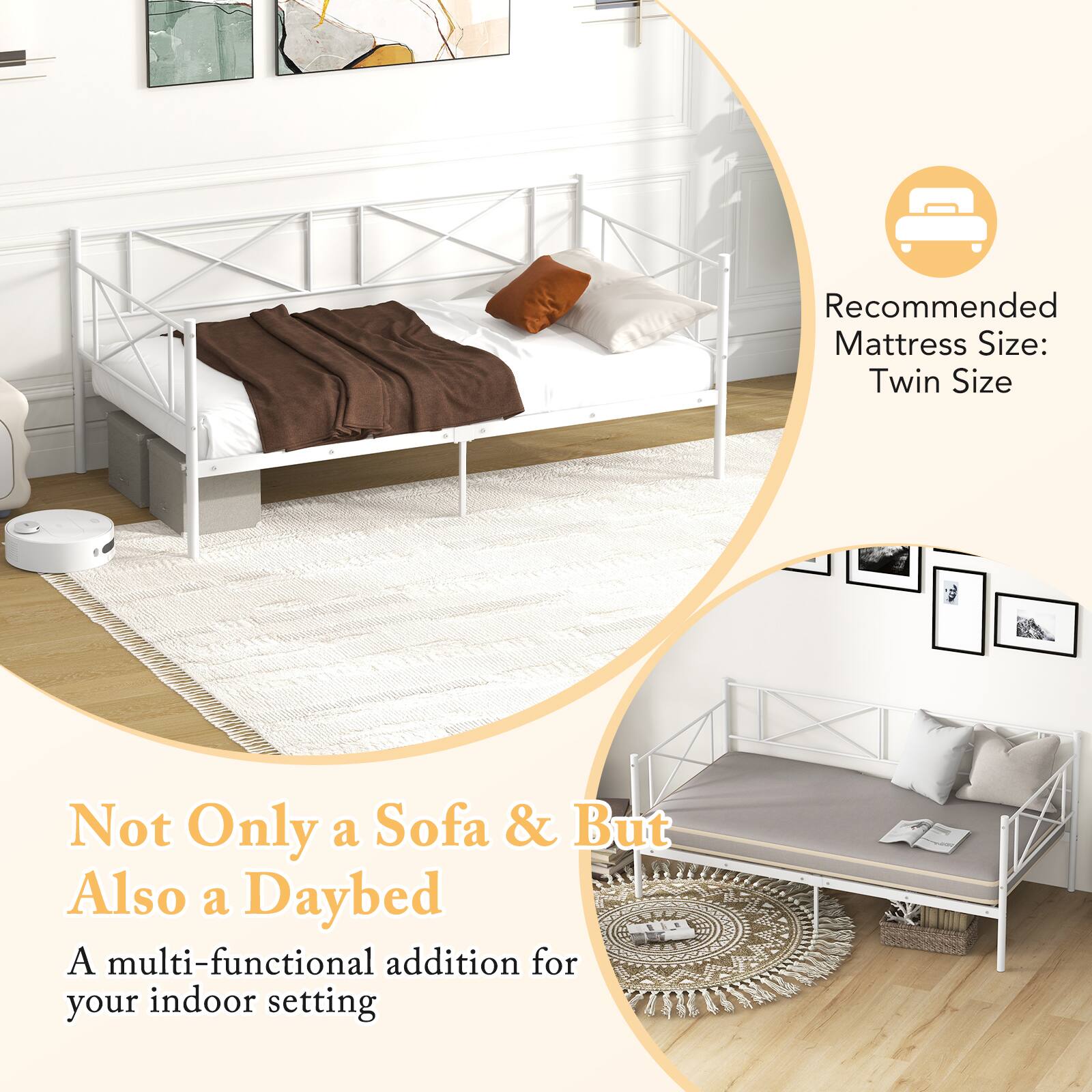 Recommended Mattress Size: Twin Size

Not Only a Sofa & But Also a Daybed

A multi-functional addition for your indoor setting