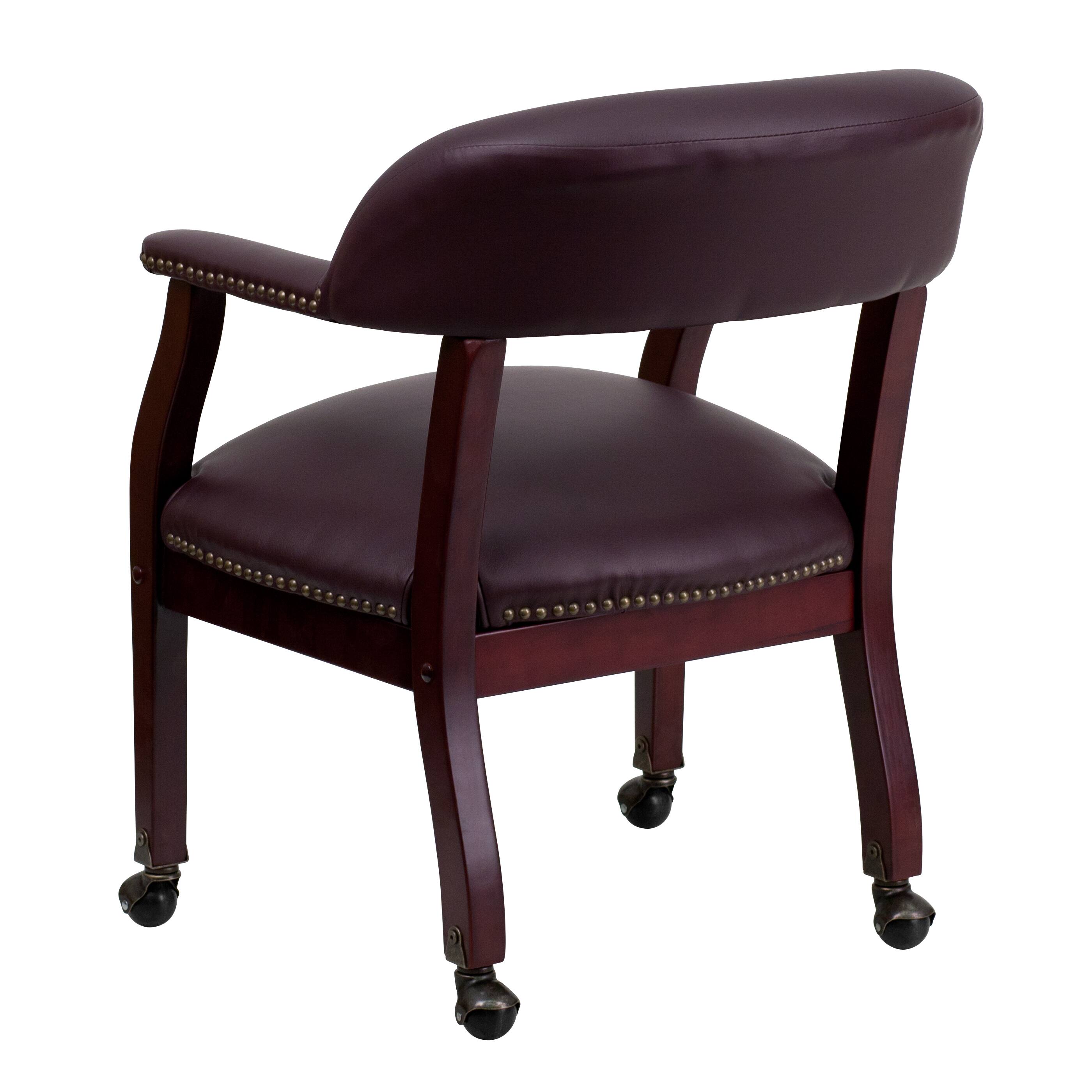 Alt View 5. Emma + Oliver - Conference Chair with Accent Nail Trim  and Casters - Burgundy LeatherSoft.
