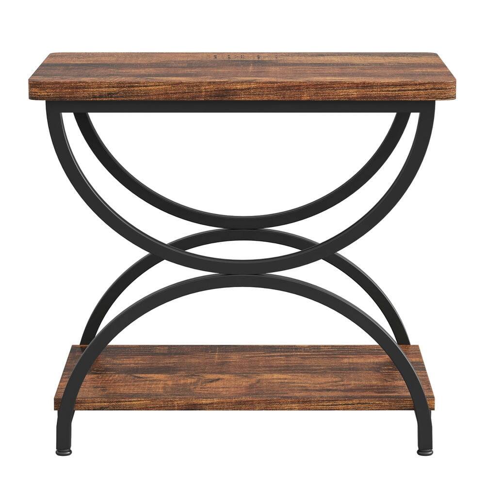 Back. Kadyn - Kadyn Sofa Side End Table, 2-Tier Couch Table, Rectangular Table with Stylish Metal Frame,Rustic Brown & Black - Brown.