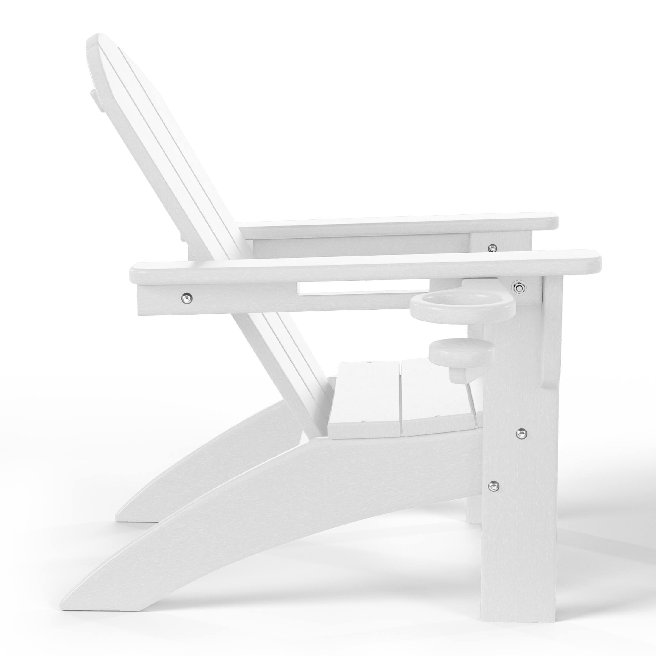 Alt View 1. WestinTrends - WestinTrends Malibu Kids Outdoor HDPE Plastic Adirondack Patio Chairs with Cup Holders (Set of 2) - White.