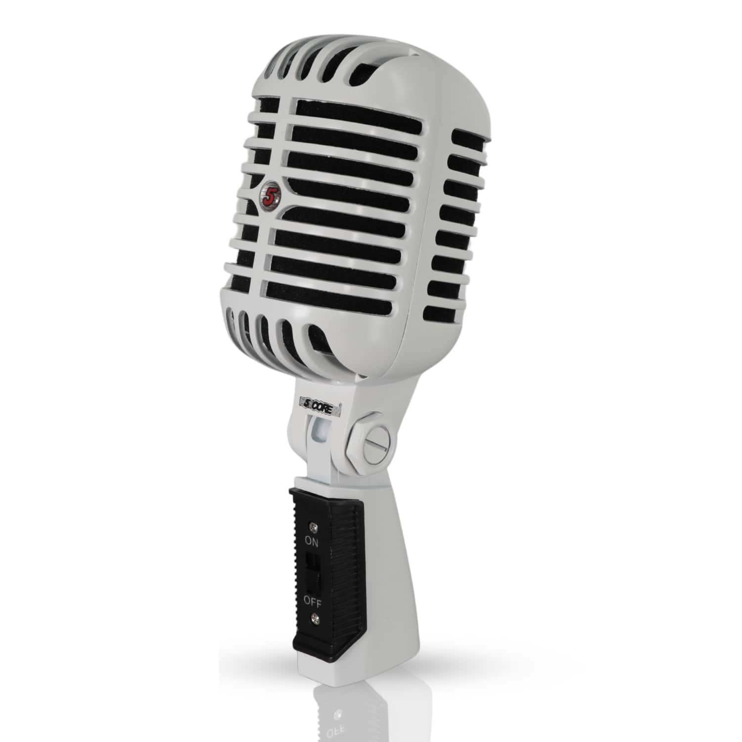 5 CORE - Retro Dynamic Vocal Iconic Microphone Vintage Style Classic Cardioid Unidirectional Mic - White