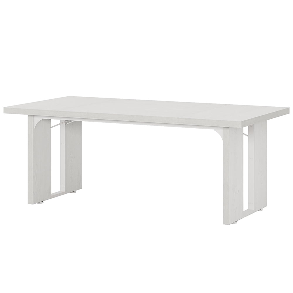 Angle. Kadyn - Kadyn Rectangular Dining Table, 71" Farmhouse Breakfast Table for 6 to 8 People,White - White.