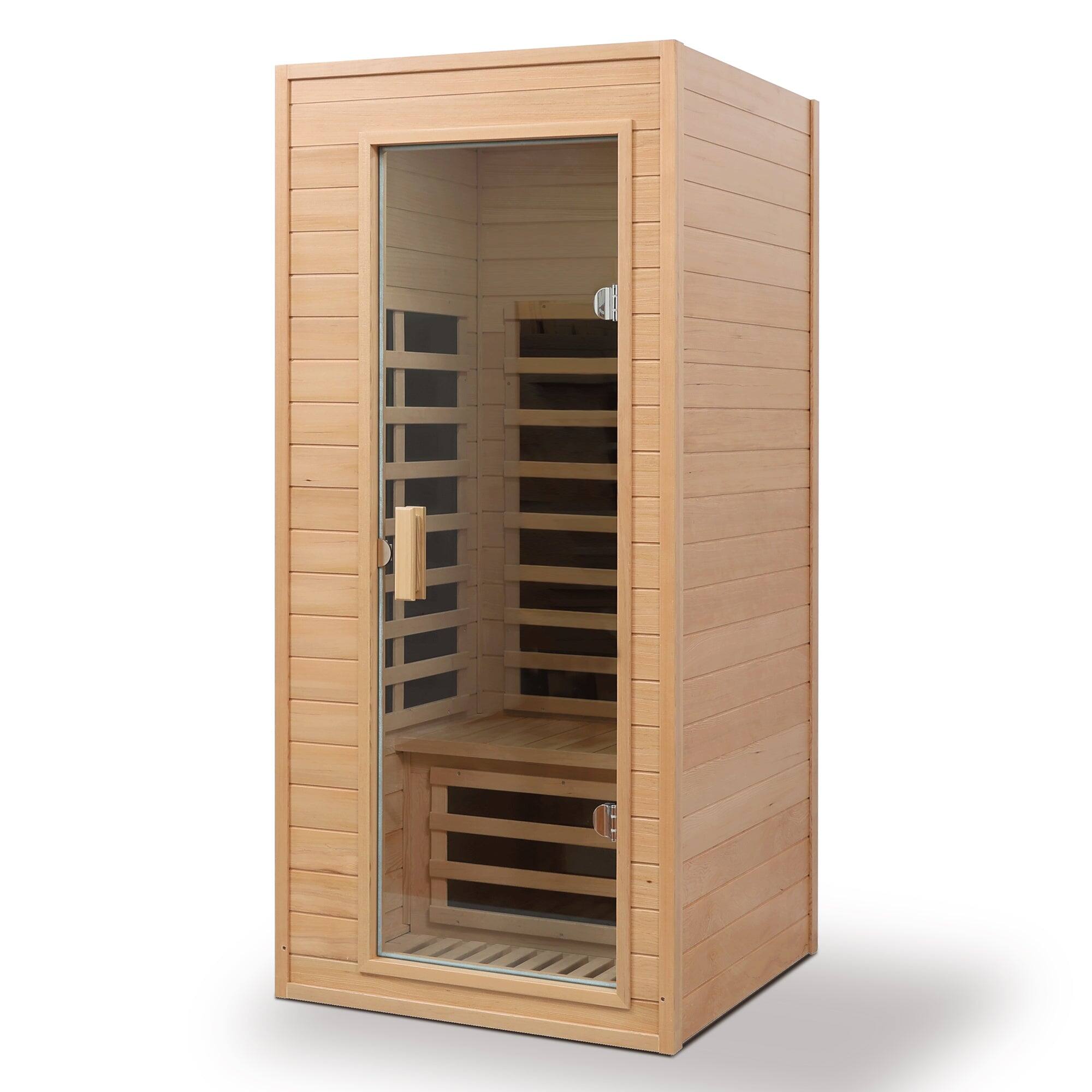 Alt View 8. Boyel Living - Hemlock One Person Infrared Sauna Room with Built-in Roof Vent and LCD Control Panel - Natural.