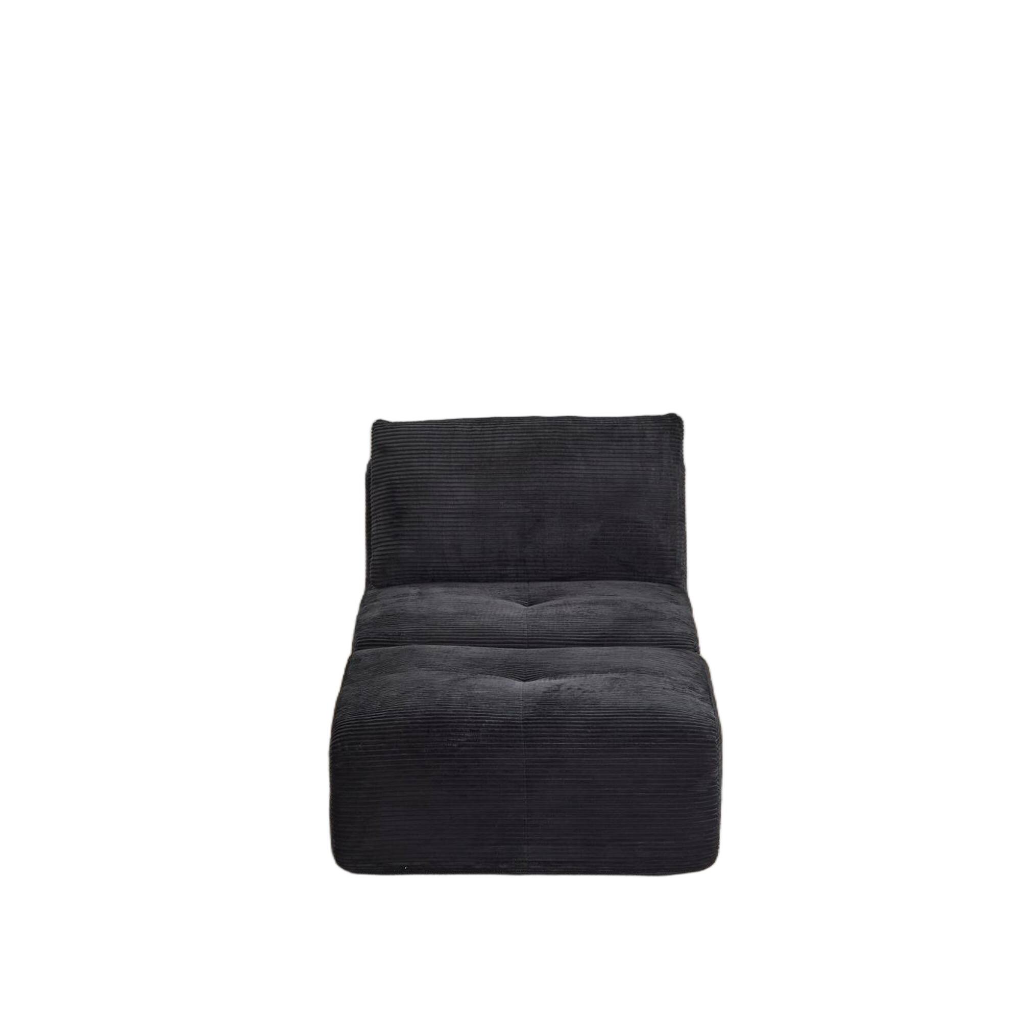 Alt View 5. Boyel Living - Memory Foam Corduroy Chaise Lounge with Movable Ottoman - Black.