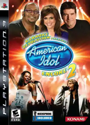 PlayStation
Karaoke Revolution Presents American Idol Encore 2
Microphone Included
Konami
ESRB Rating: E for Everyone
ESRB Content Descriptor: Lyrics - E10+ (Everyone 10+)