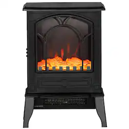 Resenkos - Electric Fireplace Heater, Freestanding Fireplace Stove with Realistic Flame Effect Overheat Protection - Black