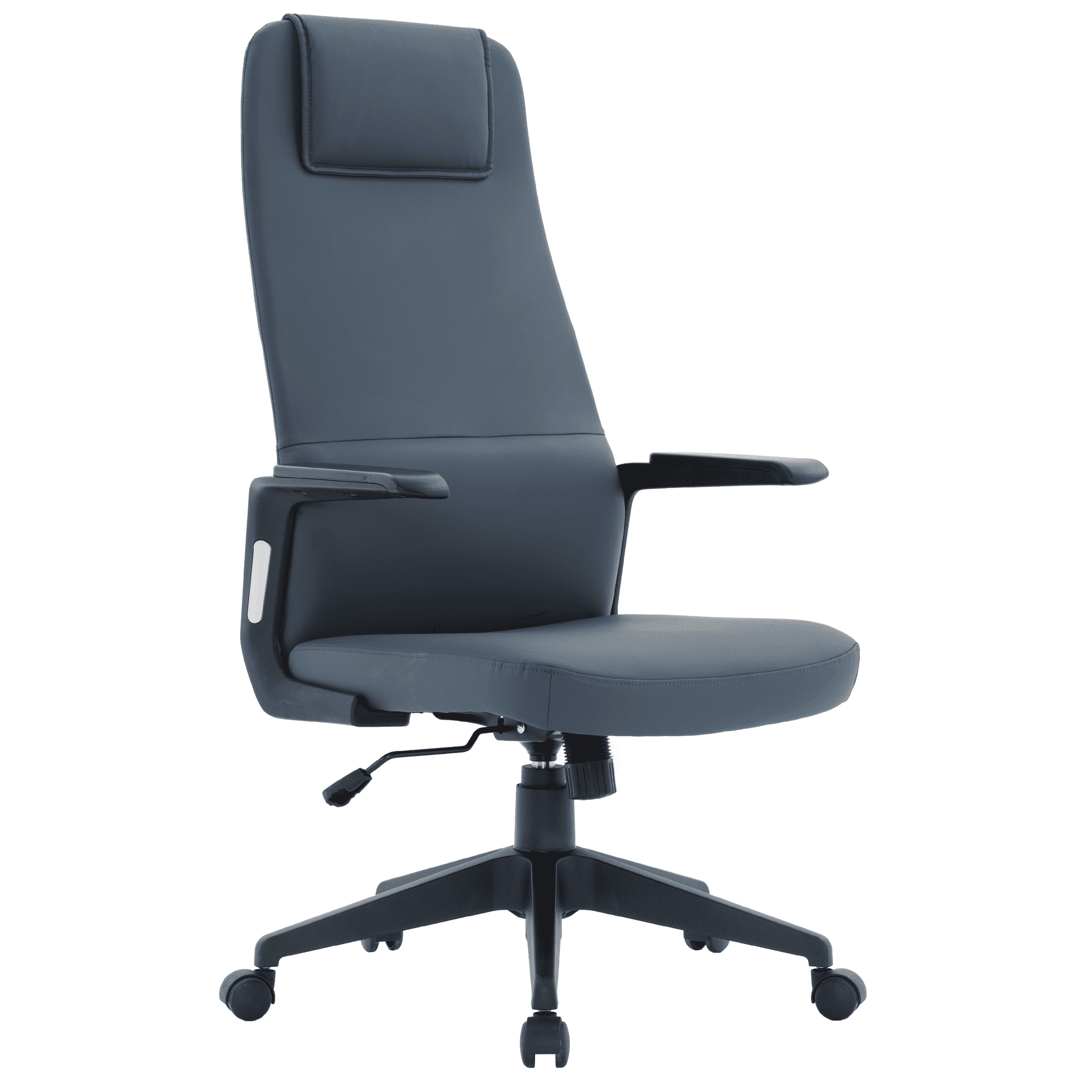 Front. LeisureMod - Nexa Ergonomic Office Chair High-Back Leather Computer Chair Adjustable Height Swivel and Tilt Desk Chair - Blue Leather.