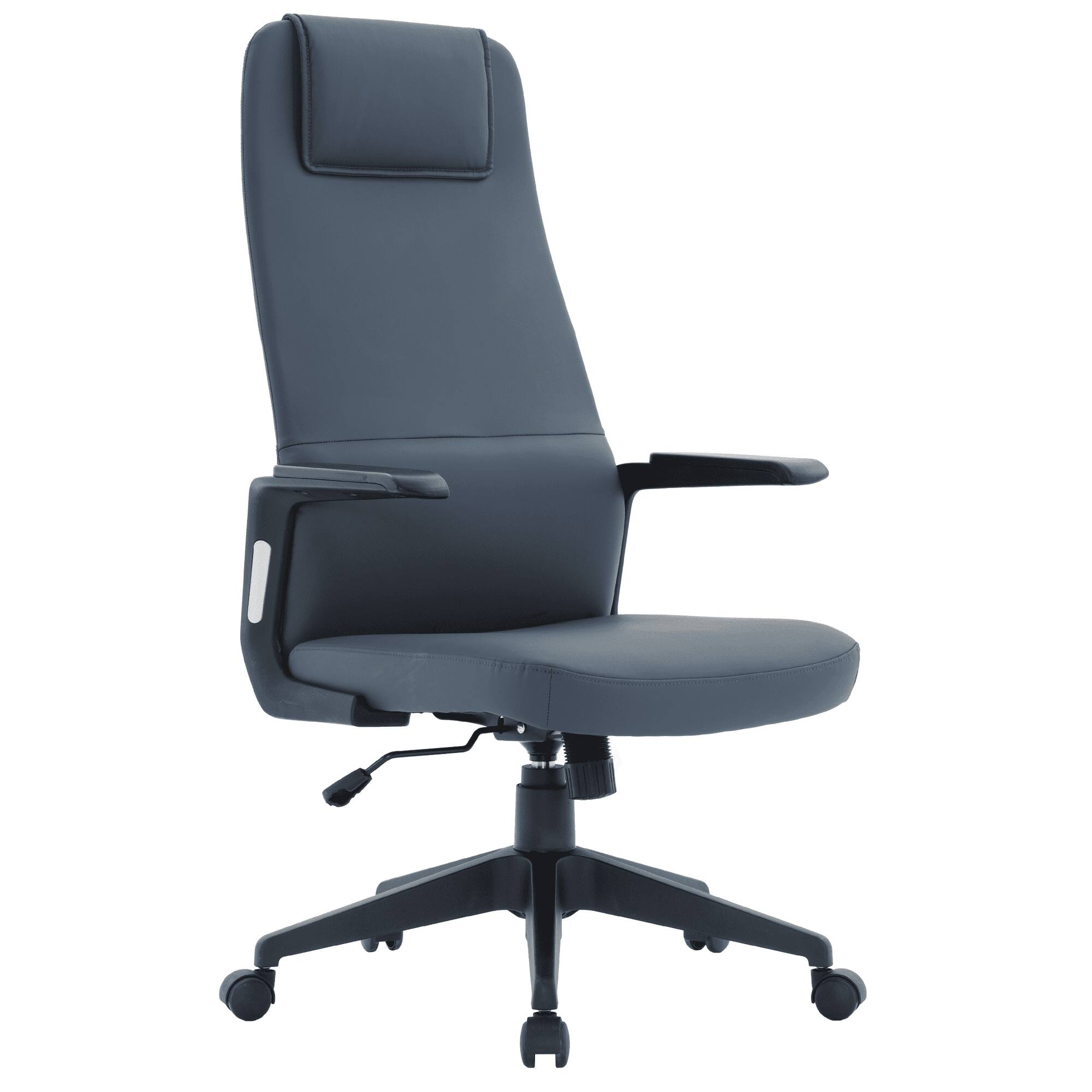 Front. LeisureMod - Nexa Ergonomic Office Chair High-Back Leather Computer Chair Adjustable Height Swivel and Tilt Desk Chair - Blue Leather.