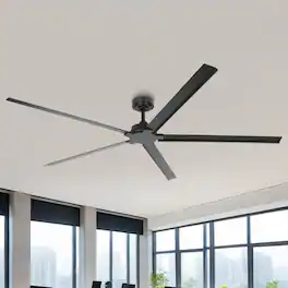 Parrot Uncle - 72-Inch Wet-Rated Outdoor Aluminum Large Ceiling Fan with 6-Speed DC Motor and Remote - Black