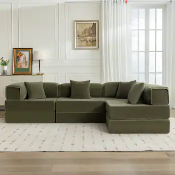 KERDOM - Oversized Big Family Sofa Couch, 170 inches Extra Long Convertible Sofa Bed Sleeper Sectional Floor Building Block Couch