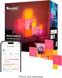 Nanoleaf - Blocks Combo XL Smarter Kit - Smart LED Wall Light Panels - Multicolor
