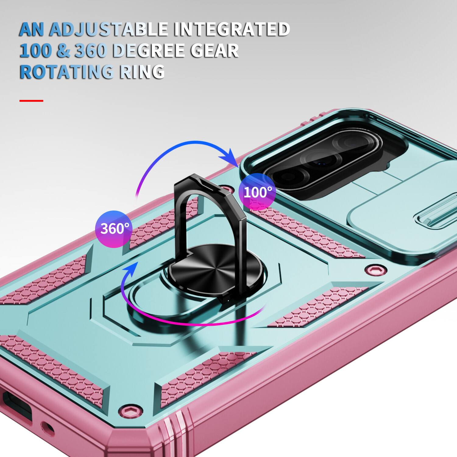AN ADJUSTABLE INTEGRATED 100 & 360 DEGREE GEAR ROTATING RING