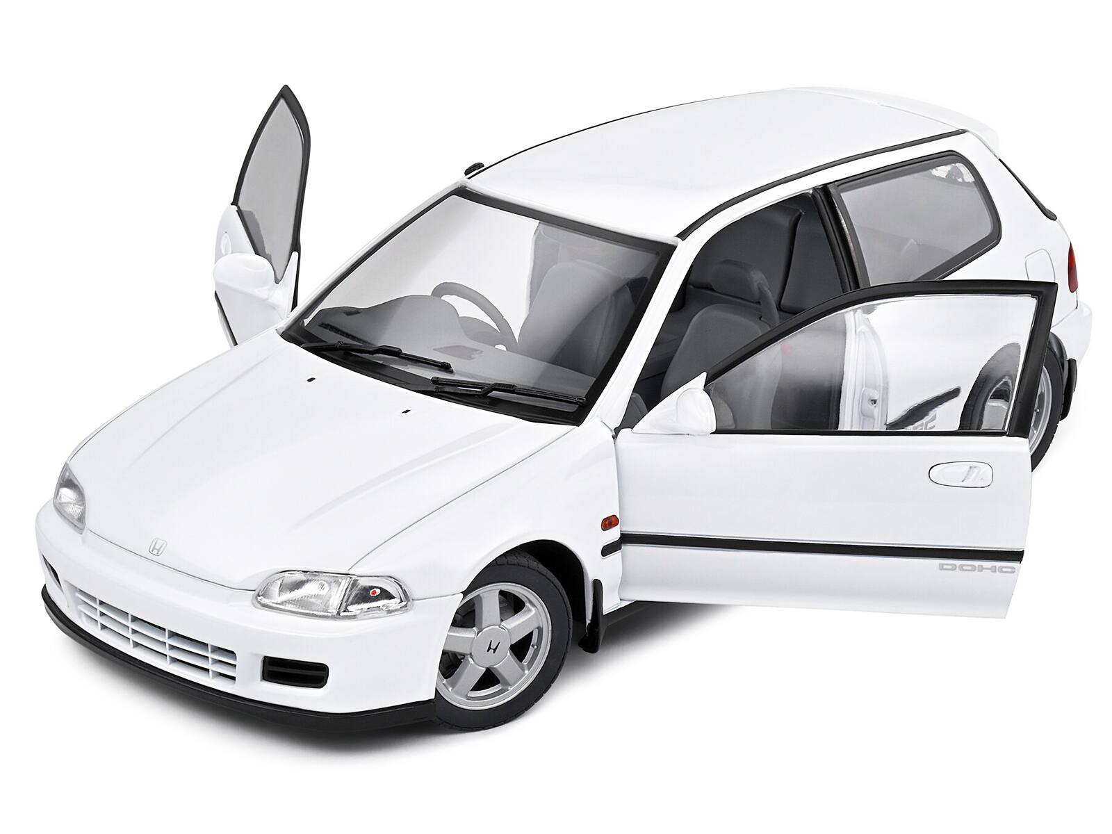Angle. Solido - 1991 Honda Civic (EG6) RHD (Right Hand Drive) Frost White 1/18 Diecast Model Car by Solido - White.