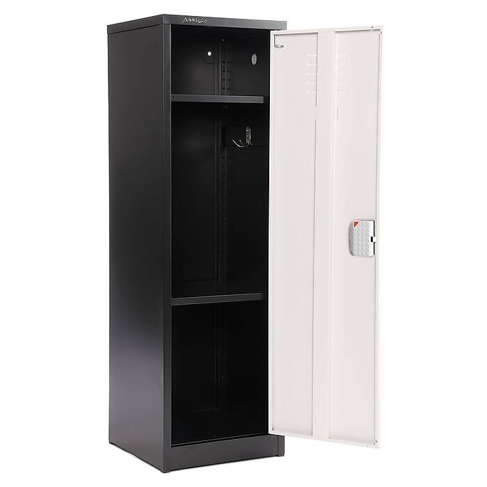 Angle. AdirOffice - Storage Locker 629-Series 48" H 1-Tier Steel Locker with Digital Lock - Black Bidy/White Doors.