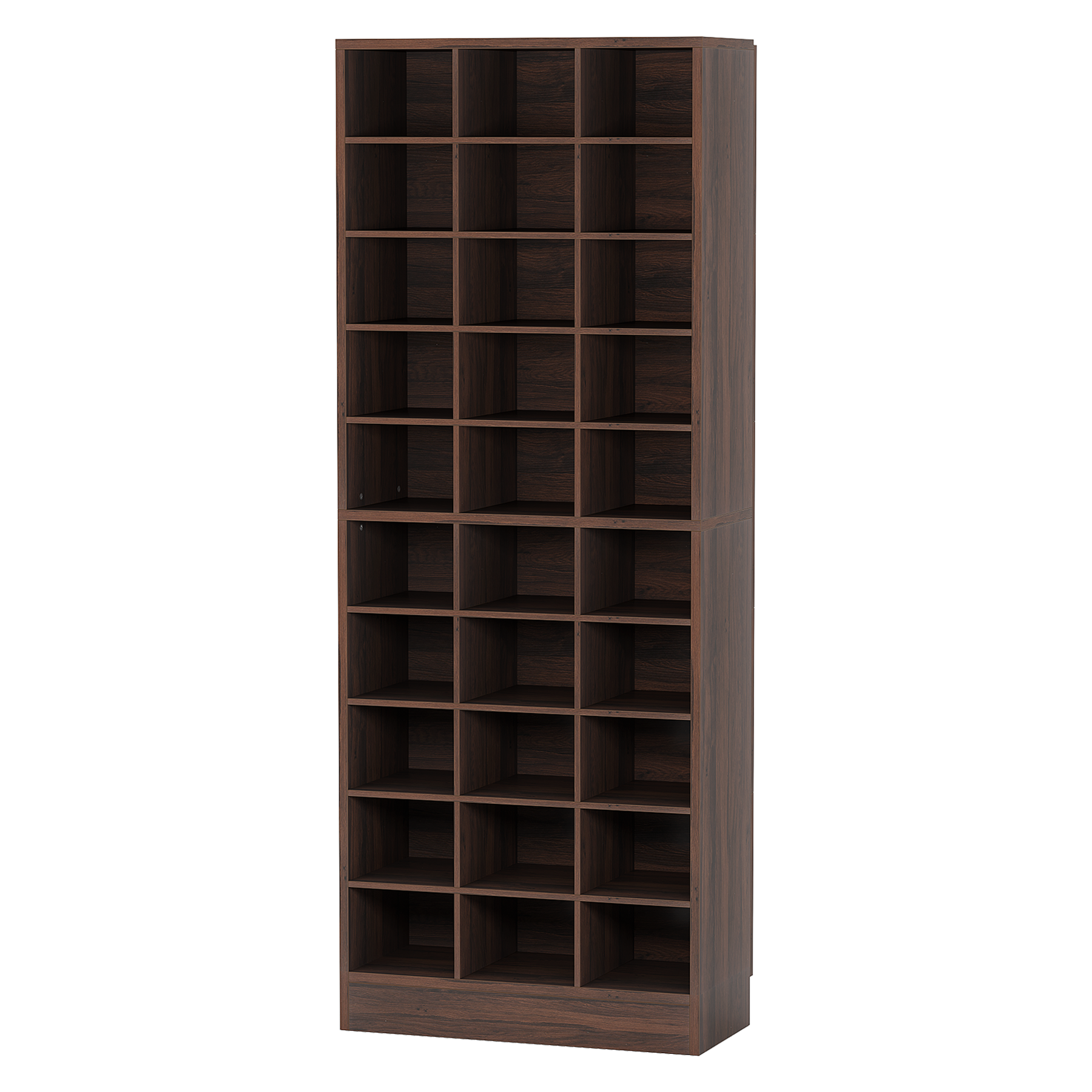 Left. TinyHomie - 25.6 Inches 10-Tier Espresso Wooden Shoe Storage Cabinet Modern 30-Cubby Wooden Shoe Rack Organizer - Espresso.