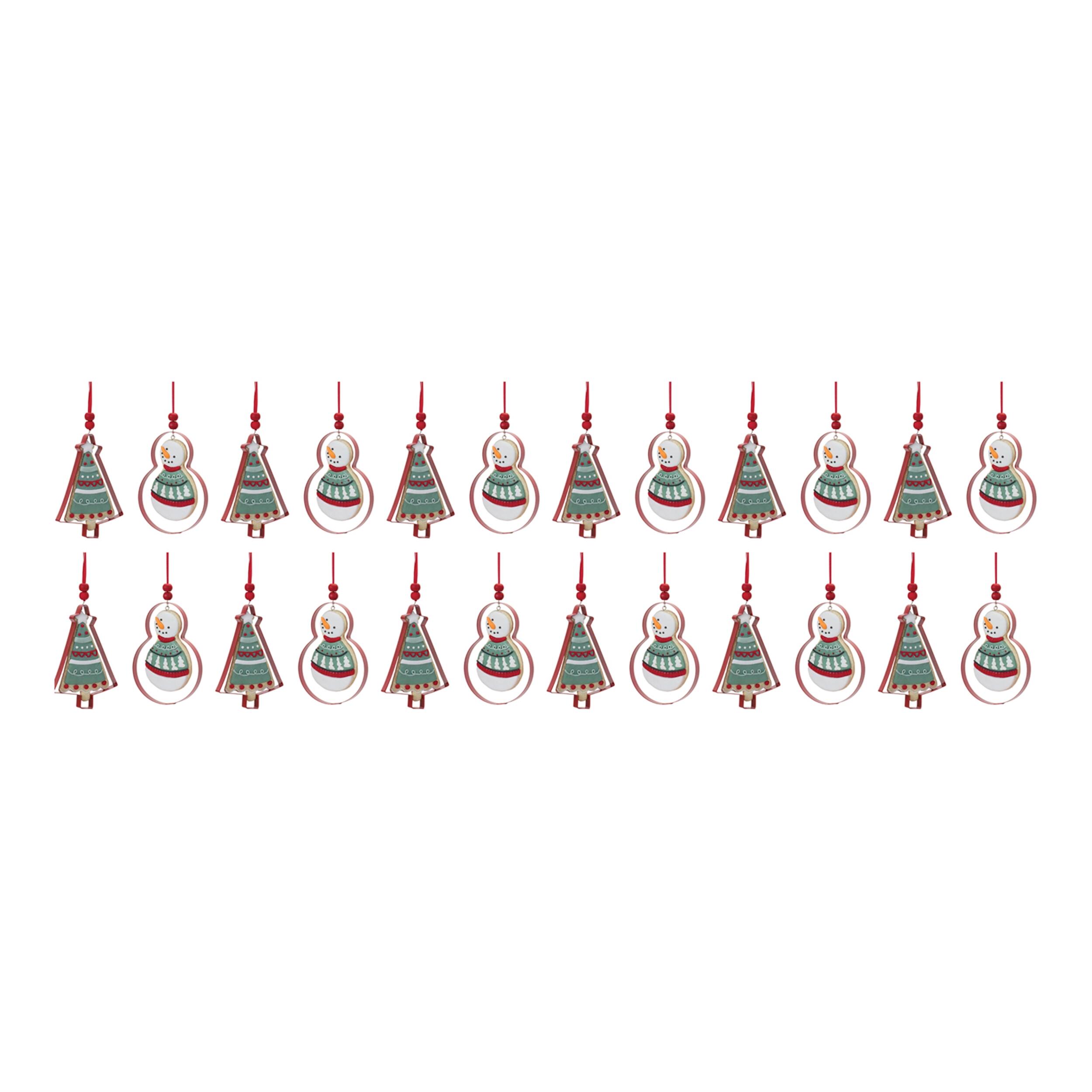 Alt View 3. BreeBe - Metal Cookie Cutter Ornament (Set of 12) - Red, White, Green.