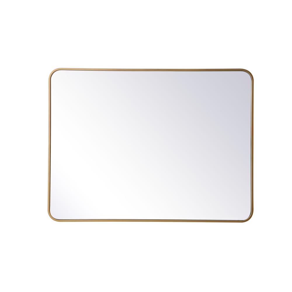 Alt View 5. Elegant Decor - Soft corner metal rectangular mirror 30x40 inch in Brass - Brass.