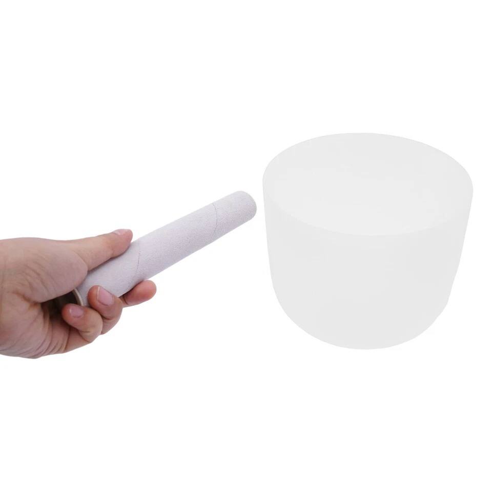 Alt View 1. Home Collection - 8 Inch F Note Chakra Crystal Singing Bowl for Meditation and Sound Therapy - Frosted White.