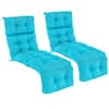 Front. Costway - Costway 2 PCS 73" Lounge Chaise Cushion Padded Recliner Cushion Indoor Outdoor - Turquoise.