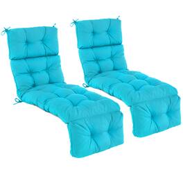 Costway - 2 PCS 73" Lounge Chaise Cushion Padded Recliner Cushion Indoor Outdoor - Turquoise